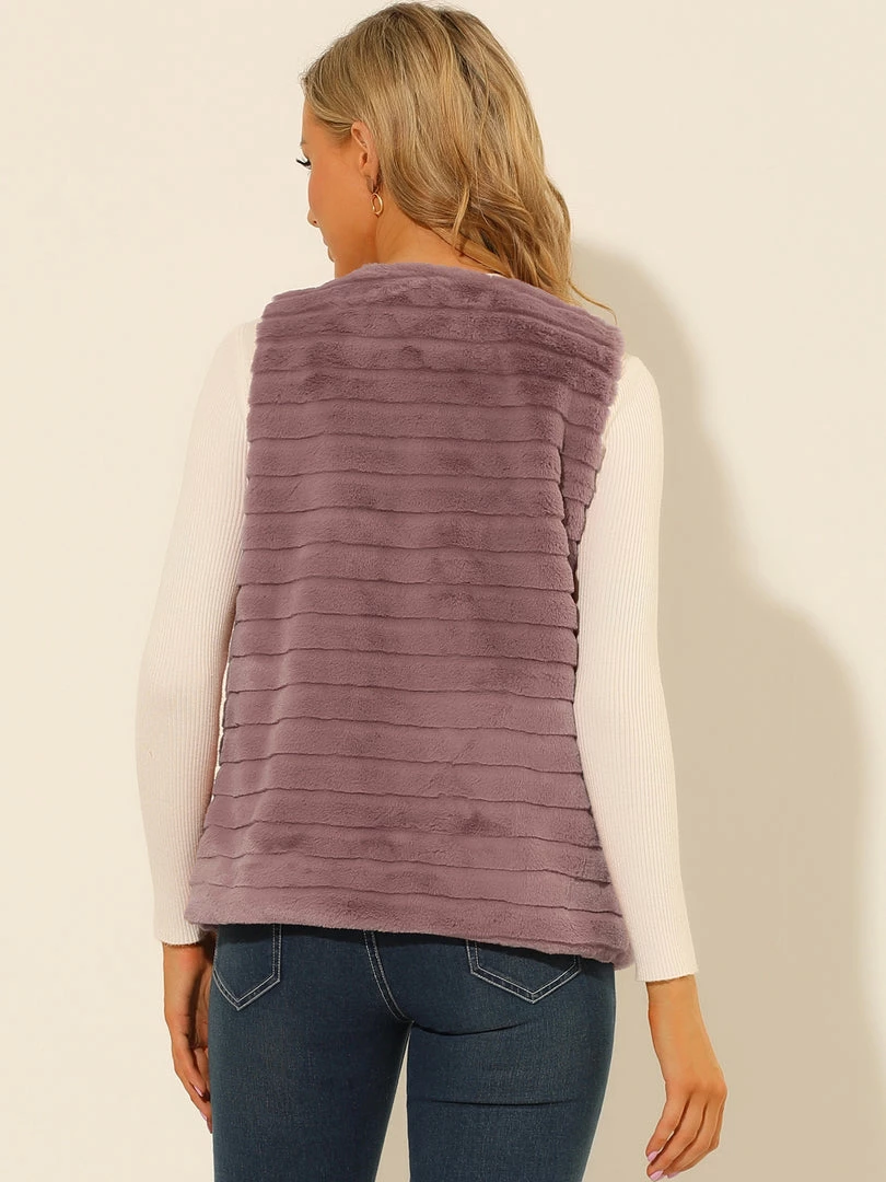 Allegra K Women's Fashion Faux Fur Vest Casual Sleeveless Fluffy Open Front Jacket 8 Allegra K Women's Fashion Faux Fur Vest Casual Sleeveless Fluffy Open Front Jacket
