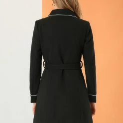 Allegra K Women's Winter Elegant Lapel Collar Long Trench Coat 14 Allegra K Women's Winter Elegant Lapel Collar Long Trench Coat