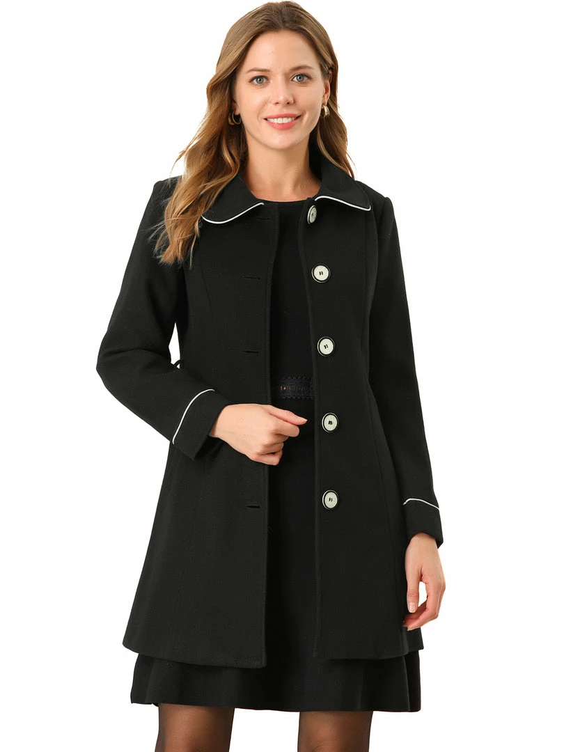 Allegra K Women's Winter Elegant Lapel Collar Long Trench Coat 4 Allegra K Women's Winter Elegant Lapel Collar Long Trench Coat