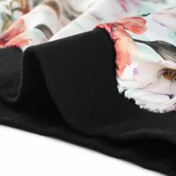 Allegra K Women's Floral Print Stand Collar Zip Up Bomber Jacket