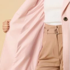 Allegra K One Button Collarless Mid-Length Coat