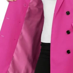 Women Allegra K Double Breasted Notched Lapel Coat With Side Flap Pockets