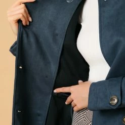 Allegra K Double Breasted Faux Suede Trench Coat With Belt Women 39 Allegra K Double Breasted Faux Suede Trench Coat With Belt Women