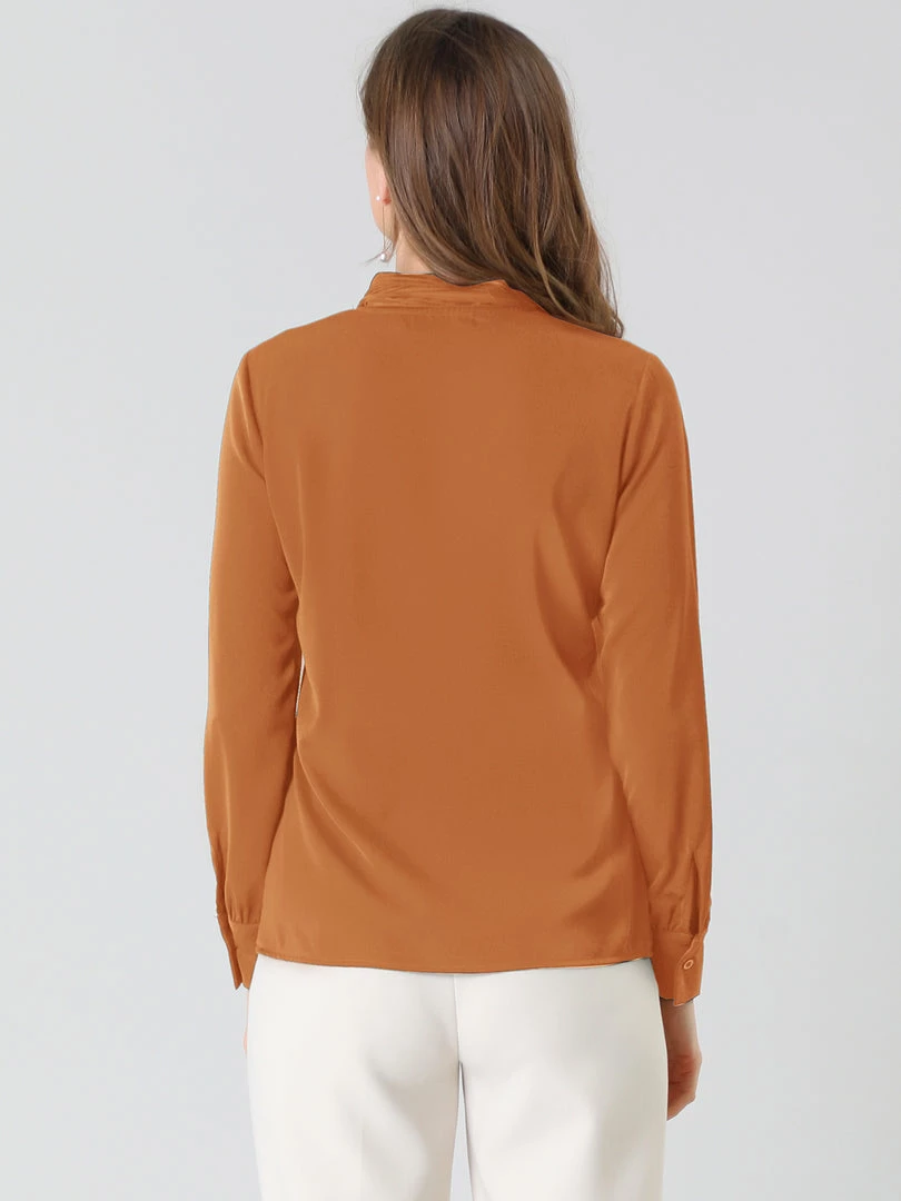 Allegra K Women's Elegant Work Office Blouse Long Sleeve Pleated Tie Neck Top Shirt 32 Allegra K Women's Elegant Work Office Blouse Long Sleeve Pleated Tie Neck Top Shirt