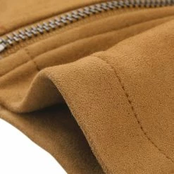 Allegra K Women's Faux Suede Jacket Stand Collar Zip Up Long Sleeve Moto Biker Coat