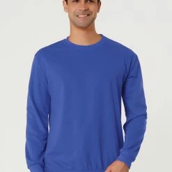 Allegra K Men's Casual Basic Regular Fit Long Sleeve Solid Color Round Neck Pullover Sweatshirt