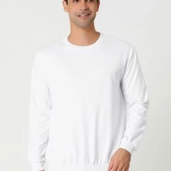 Allegra K Men's Casual Basic Regular Fit Long Sleeve Solid Color Round Neck Pullover Sweatshirt