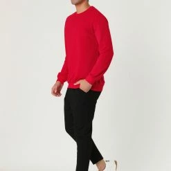 Allegra K Men's Casual Basic Regular Fit Long Sleeve Solid Color Round Neck Pullover Sweatshirt