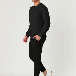 Allegra K Men's Casual Basic Regular Fit Long Sleeve Solid Color Round Neck Pullover Sweatshirt