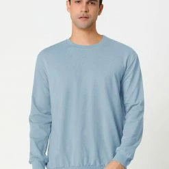 Allegra K Men's Casual Basic Regular Fit Long Sleeve Solid Color Round Neck Pullover Sweatshirt