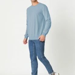 Allegra K Men's Casual Basic Regular Fit Long Sleeve Solid Color Round Neck Pullover Sweatshirt