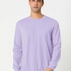 Allegra K Men's Casual Basic Regular Fit Long Sleeve Solid Color Round Neck Pullover Sweatshirt