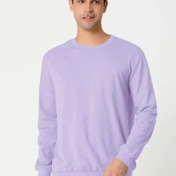 Allegra K Men's Casual Basic Regular Fit Long Sleeve Solid Color Round Neck Pullover Sweatshirt