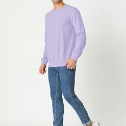 Allegra K Men's Casual Basic Regular Fit Long Sleeve Solid Color Round Neck Pullover Sweatshirt