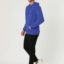 Allegra K Men's Hoodie Sweatshirt Long Sleeves Soild Drawstring Pullover With Pocket Coats & Outerwear