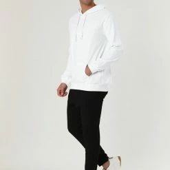 Allegra K Men's Hoodie Sweatshirt Long Sleeves Soild Drawstring Pullover With Pocket Coats & Outerwear