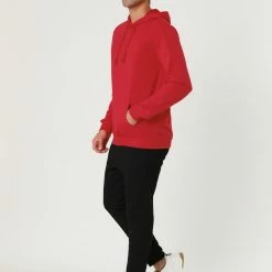 Allegra K Men's Hoodie Sweatshirt Long Sleeves Soild Drawstring Pullover With Pocket Coats & Outerwear