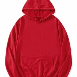 Allegra K Men's Hoodie Sweatshirt Long Sleeves Soild Drawstring Pullover With Pocket Coats & Outerwear