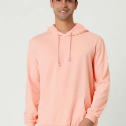 Allegra K Men's Hoodie Sweatshirt Long Sleeves Soild Drawstring Pullover With Pocket Coats & Outerwear