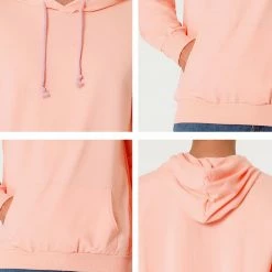 Allegra K Men's Hoodie Sweatshirt Long Sleeves Soild Drawstring Pullover With Pocket Coats & Outerwear