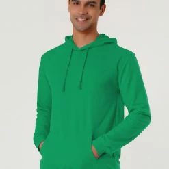 Allegra K Men's Hoodie Sweatshirt Long Sleeves Soild Drawstring Pullover With Pocket Coats & Outerwear