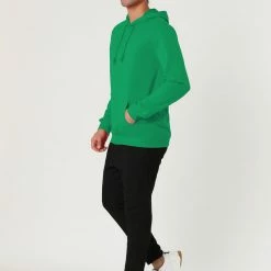 Allegra K Men's Hoodie Sweatshirt Long Sleeves Soild Drawstring Pullover With Pocket Coats & Outerwear