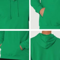 Allegra K Men's Hoodie Sweatshirt Long Sleeves Soild Drawstring Pullover With Pocket Coats & Outerwear