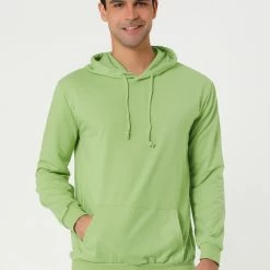 Allegra K Men's Hoodie Sweatshirt Long Sleeves Soild Drawstring Pullover With Pocket Coats & Outerwear