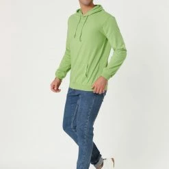 Allegra K Men's Hoodie Sweatshirt Long Sleeves Soild Drawstring Pullover With Pocket Coats & Outerwear