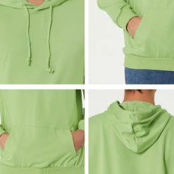 Allegra K Men's Hoodie Sweatshirt Long Sleeves Soild Drawstring Pullover With Pocket Coats & Outerwear
