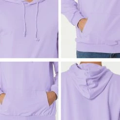 Allegra K Men's Hoodie Sweatshirt Long Sleeves Soild Drawstring Pullover With Pocket Coats & Outerwear
