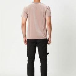 Allegra K Men's Summer Casual Crew Neck Solid Color Short Sleeves Velvet T-shirt