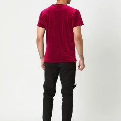 Allegra K Men's Summer Casual Crew Neck Solid Color Short Sleeves Velvet T-shirt