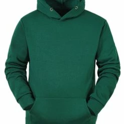 Allegra K Men's Plush Lined Pullover Hoodie Solid Long Sleeves Hooded Sweatshirts With Pocket