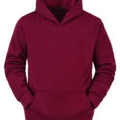 Allegra K Men's Plush Lined Pullover Hoodie Solid Long Sleeves Hooded Sweatshirts With Pocket