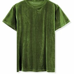 Allegra K Men's Summer Casual Crew Neck Solid Color Short Sleeves Velvet T-shirt