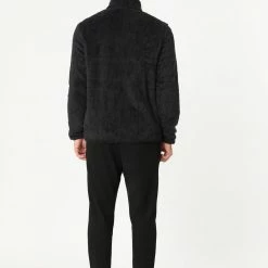 Allegra K Men's Winter Solid Color Long Sleeved Full-Zip Sherpa Fleece Jacket