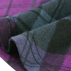 Allegra K Women's Peter Pan Collar Contrast Puff Sleeve Plaid Shirt Blouse