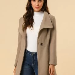 Allegra K Women's Classic Stand Collar Long Sleeve Winter Belted Long Coat 91 Allegra K Women's Classic Stand Collar Long Sleeve Winter Belted Long Coat