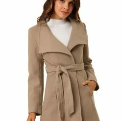 Allegra K Women's Classic Stand Collar Long Sleeve Winter Belted Long Coat 90 Allegra K Women's Classic Stand Collar Long Sleeve Winter Belted Long Coat