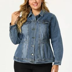 Allegra K Plus Size Denim Jackets For Women Classic Washed Front Jean Jacket 13 Allegra K Plus Size Denim Jackets For Women Classic Washed Front Jean Jacket