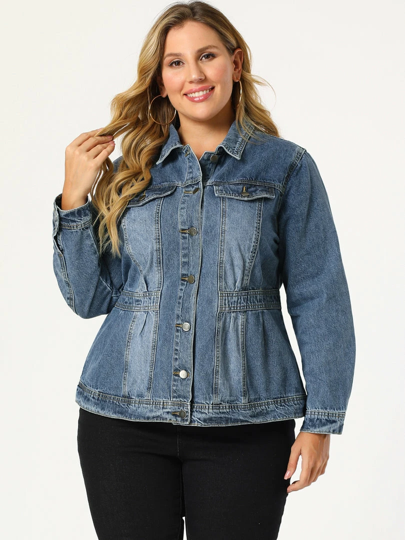 Allegra K Plus Size Denim Jackets For Women Classic Washed Front Jean Jacket 7 Allegra K Plus Size Denim Jackets For Women Classic Washed Front Jean Jacket