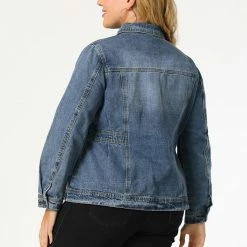 Allegra K Plus Size Denim Jackets For Women Classic Washed Front Jean Jacket 14 Allegra K Plus Size Denim Jackets For Women Classic Washed Front Jean Jacket