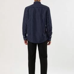 Allegra K Men's Striped Shirt Long Sleeves Casual Button Down Color Block Shirts