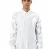 Allegra K Men's Striped Shirt Long Sleeves Casual Button Down Color Block Shirts