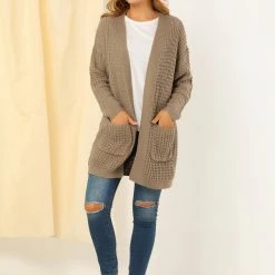Allegra K Women's Long Sleeves Open Front Cardigan Sweater