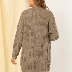 Allegra K Women's Long Sleeves Open Front Cardigan Sweater