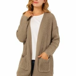 Allegra K Women's Long Sleeves Open Front Cardigan Sweater