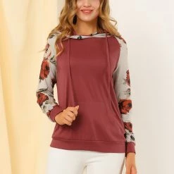 Allegra K Women's Drawstring Pockets Hood Blouse 17 Allegra K Women's Drawstring Pockets Hood Blouse