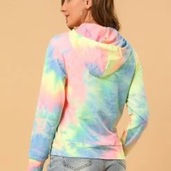 Allegra K Women's Tie Dye Zip Up Hooded Sweatshirt With Pockets 20 Allegra K Women's Tie Dye Zip Up Hooded Sweatshirt With Pockets